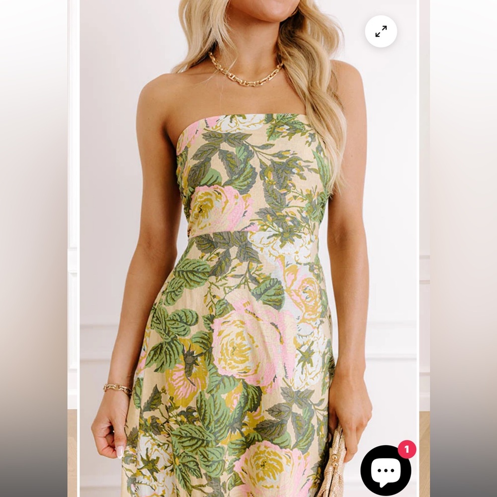 Golden Hour Garden Linen-Blend Midi Dress - Picture 2 of 6